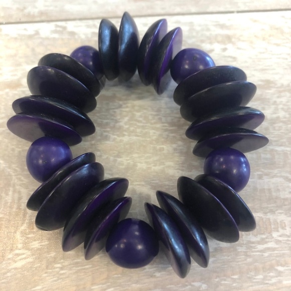 Bracelet Chunky Tagua Nuts PURPLE - Picture 5 of 9